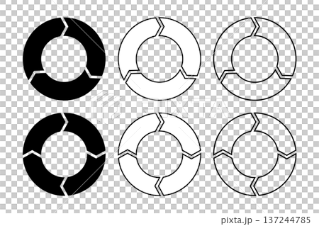 Infographic material with a circle divided into thirds and fourths Infographic material with a circle divided into thirds and fourths 137244785