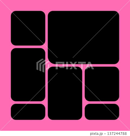 Abstract UI Templates With Blob Geometric Shapes In Bento Grid Style. Y2K Background With Simple Frames And Futuristic Layout Style. Vector Flat Design With Geometric Pattern For Stylish Collages. Abstract UI Templates With Blob Geometric Shapes In Bento Grid Style. Y2K Background With Simple Frames And Futuristic Layout Style. Vector Flat Design With Geometric Pattern For Stylish Collages. 137244788