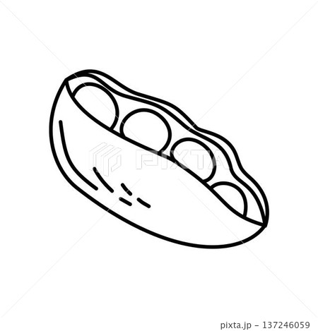 Pea Pod Vegetable Coloring Outline, soybean pea outline 137246059