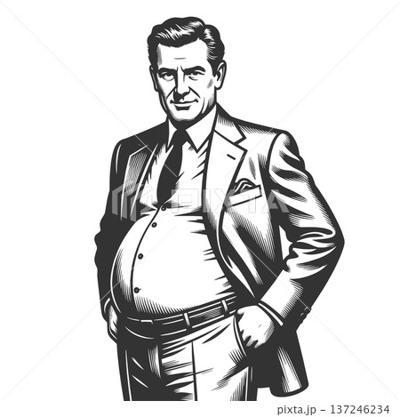Confident Businessman with Big Belly raster 137246234