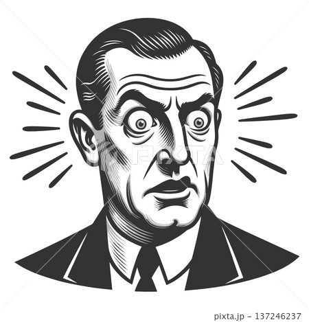 Shocked Businessman engraving raster illustration 137246237