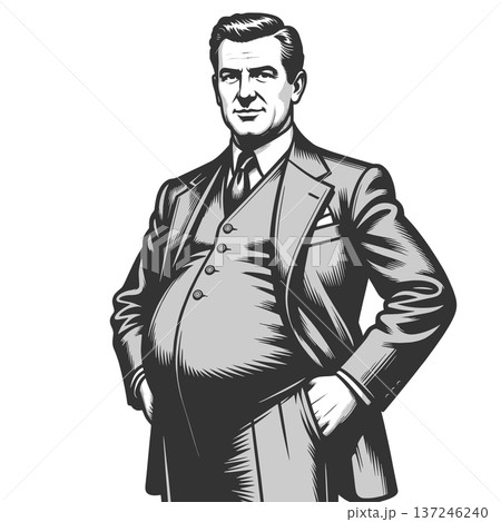 Confident Businessman with Big Belly raster 137246240