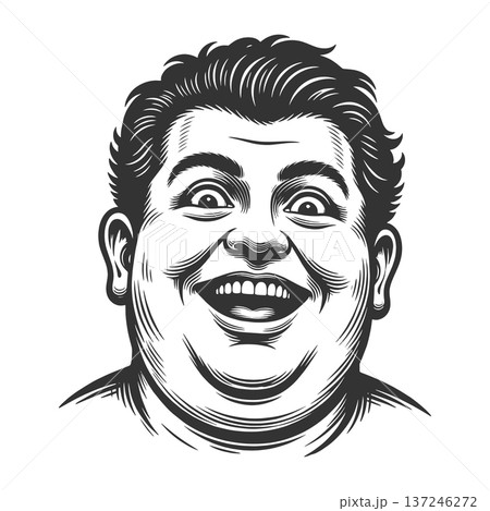 Happy Overweight Man Smiling engraving vector Happy Overweight Man Smiling engraving vector 137246272