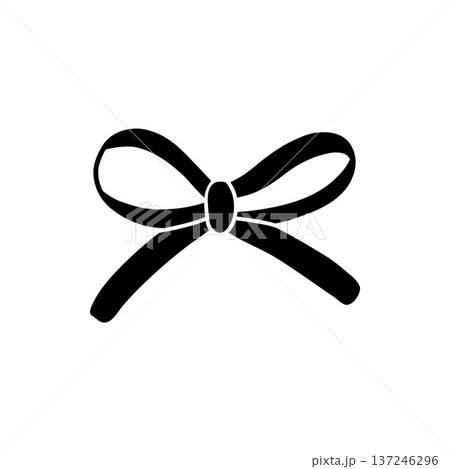 Hand drawn bow, simple black silhouette, elegant decorative element Hand drawn bow, simple black silhouette, elegant decorative element 137246296