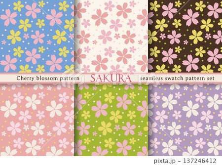 桜模様のスウォッチパターンセット 6種類 137246412