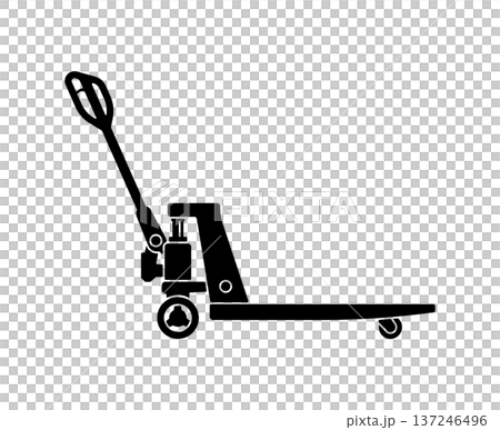 Black hydraulic hand pallet jack silhouette, without background 137246496