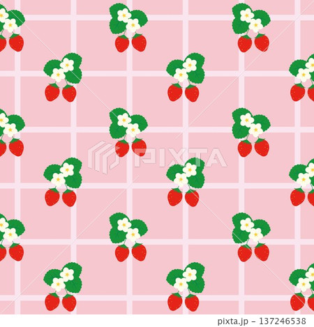 かわいいイチゴの背景イラスト（正方形） 137246538