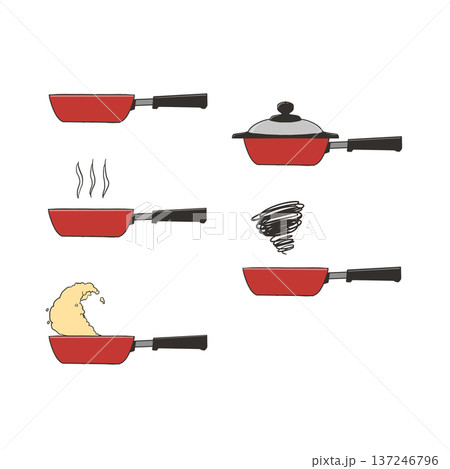 キッチンにあるフライパン　セット 137246796