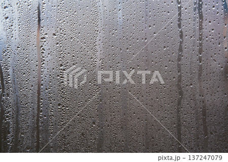 Closeup of water droplets on window glass 137247079