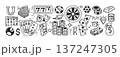 Casino and gambling games doodle icons, poker and billiard sketch symbols 137247305