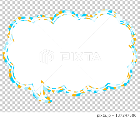 Stained glass style speech bubble, triangular pattern, elongated cloud shape Stained glass style speech bubble, triangular pattern, elongated cloud shape 137247380