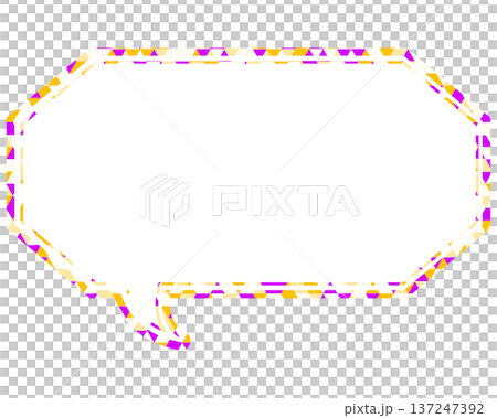 Stained glass style speech bubble, triangular pattern, elongated octagon Stained glass style speech bubble, triangular pattern, elongated octagon 137247392