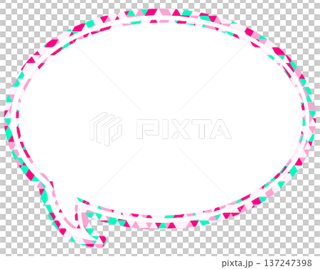 Stained glass style speech bubble, triangular pattern, round shape Stained glass style speech bubble, triangular pattern, round shape 137247398