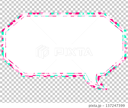 Stained glass style speech bubble, triangular pattern, elongated octagon Stained glass style speech bubble, triangular pattern, elongated octagon 137247399