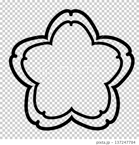 Black double line cherry blossom shaped frame Black double line cherry blossom shaped frame 137247784