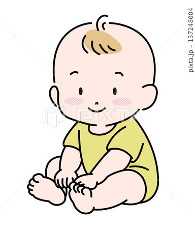お座りする赤ちゃん お座りする赤ちゃん 137248004