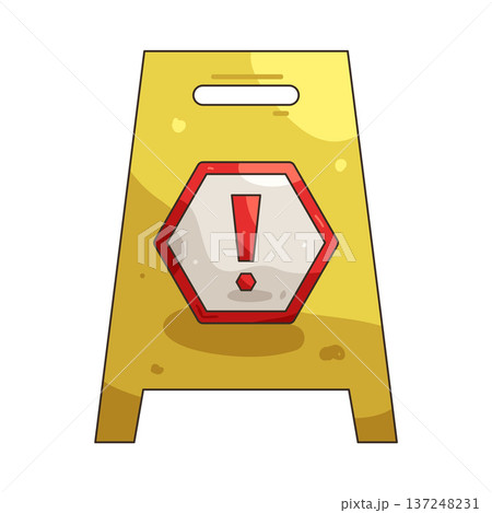 Illustration of  Wet floor warning 137248231