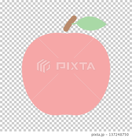 赤りんごのシンプルアイコン 葉っぱ付きアップルのフラットデザイン 137248750