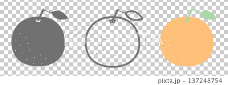 Set of 3 orange simple icons (color, line art, monochrome) 137248754