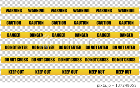 危険・注意のテープのベクター素材　Yellow and black caution tape set 137249055
