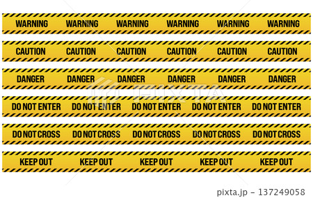 危険・注意のテープのベクター素材　Yellow and black caution tape set 137249058