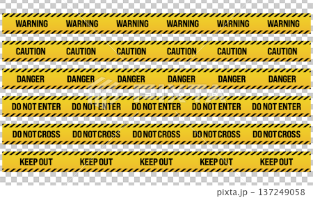 危険・注意のテープのベクター素材　Yellow and black caution tape set 137249058