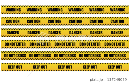 危険・注意のテープのベクター素材　Yellow and black caution tape set 137249059