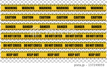 危険・注意のテープのベクター素材　Yellow and black caution tape set 137249059