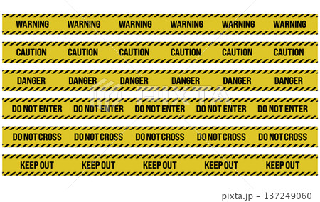 危険・注意のテープのベクター素材 Yellow and black caution tape set 危険・注意のテープのベクター素材 Yellow and black caution tape set 137249060