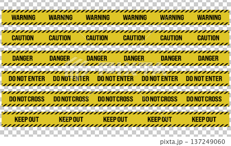 危険・注意のテープのベクター素材 Yellow and black caution tape set 危険・注意のテープのベクター素材 Yellow and black caution tape set 137249060