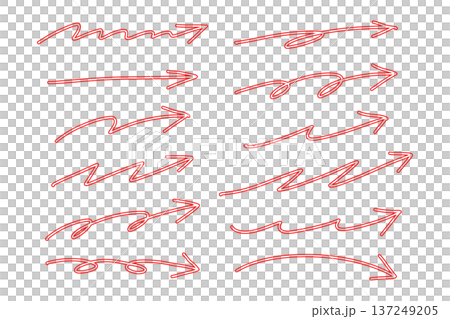 Red border hand drawn arrows vector illustration set 137249205