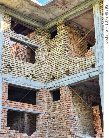 old abandoned building in the city. Remains of a Forgotten Structure old abandoned building in the city. Remains of a Forgotten Structure 137249595