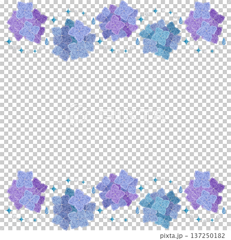 [Hydrangea top and bottom frame] Hand embroidery illustration material 137250182