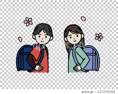 ランドセルを背負う小学生のイラスト 137250304