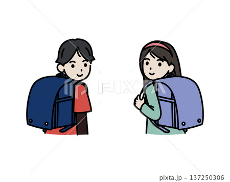 後ろを振り向く小学生のイラスト 後ろを振り向く小学生のイラスト 137250306