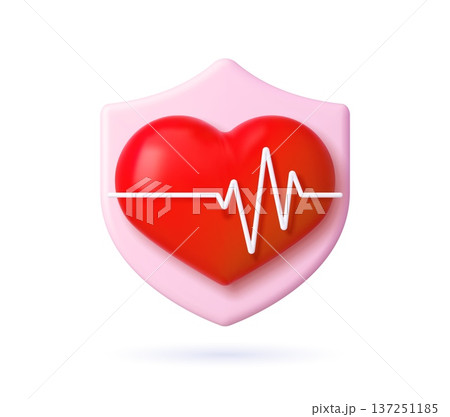 3d health check, heart pressure, heartbeat cardiogram icon inside protective shield showing heartbeat pulse line. Vector medical healthcare symbol for beat monitoring, wellness care, cardio protection 3d health check, heart pressure, heartbeat cardiogram icon inside protective shield showing heartbeat pulse line. Vector medical healthcare symbol for beat monitoring, wellness care, cardio protection 137251185
