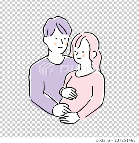 出産を心待ちにする妊娠中の若い夫婦（マタニティ） 137251465