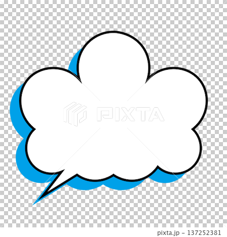 シンプルな雲型もこもこ吹き出し(白背景) シンプルな雲型もこもこ吹き出し(白背景) 137252381