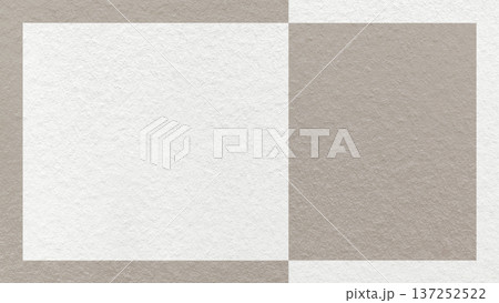 Textured white, cool beige paper background with outer frame and geometric panel. Template for presentation with copy space Textured white, cool beige paper background with outer frame and geometric panel. Template for presentation with copy space 137252522