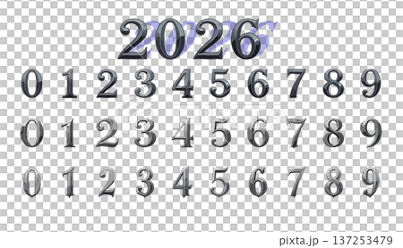 Dark Metal Number Font Set 137253479