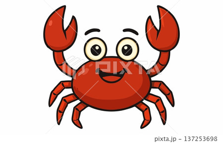Cute Happy Crab Cartoon Vector Illustration Cute Happy Crab Cartoon Vector Illustration 137253698