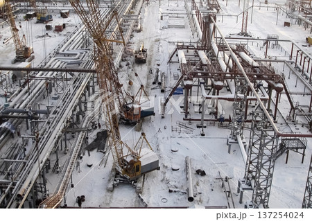 Oil refinery Construction of an oil industrial facility Oil refinery Construction of an oil industrial facility 137254024