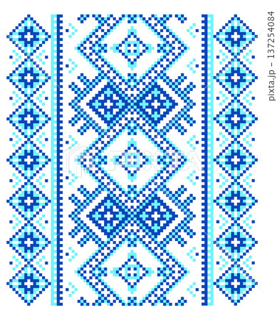 traditional ukrainian embroidery ornament featuring authentic geometric patterns in classic colors vector illustration 137254084