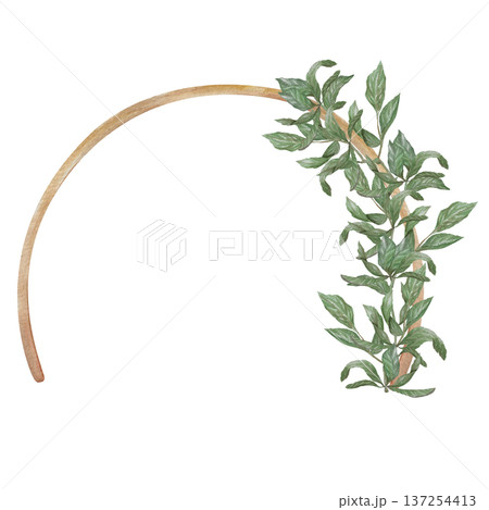 Watercolor illustration Wedding collection Metallic gold round arch with greenery and leaves for decoration PNG transparent background Hand drawing Vintage Watercolor illustration Wedding collection Metallic gold round arch with greenery and leaves for decoration PNG transparent background Hand drawing Vintage 137254413