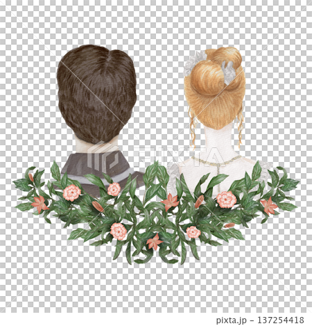 Watercolor illustration Wedding collection Couple Bride and Groom Husband and Wife Bust Composition PNG transparent background Hand drawing Vintage Watercolor illustration Wedding collection Couple Bride and Groom Husband and Wife Bust Composition PNG transparent background Hand drawing Vintage 137254418