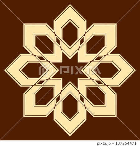 Decorative elegant vector element for design in Eastern style, place for text. Floral golden and brown frame. Lace illustration for invitations and greeting cards 137254471