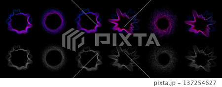 Set of Vector Colorful Glowing Neon Sound Wave vibrations. Circular Sound Laser Lines. Abstract Glowing Soundwave Elements for Music Poster, Cover, Banner. Set of Vector Colorful Glowing Neon Sound Wave vibrations. Circular Sound Laser Lines. Abstract Glowing Soundwave Elements for Music Poster, Cover, Banner. 137254627