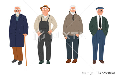Set of elderly different men. Collection of cute grandfathers. Beauty of senior age old people Set of elderly different men. Collection of cute grandfathers. Beauty of senior age old people 137254638