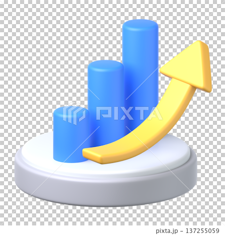 3D長條圖銷售成長圖示素材 3D長條圖銷售成長圖示素材 137255059