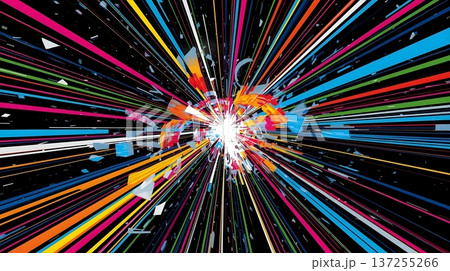 ノイズが混じったカラフルな放射状のサンバースト 137255266